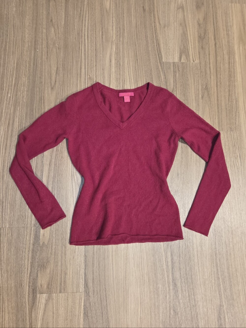 Cashmere Cache Burgundy Vneck Sweater